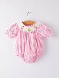 Girls Stripe Cake Smocking Romper