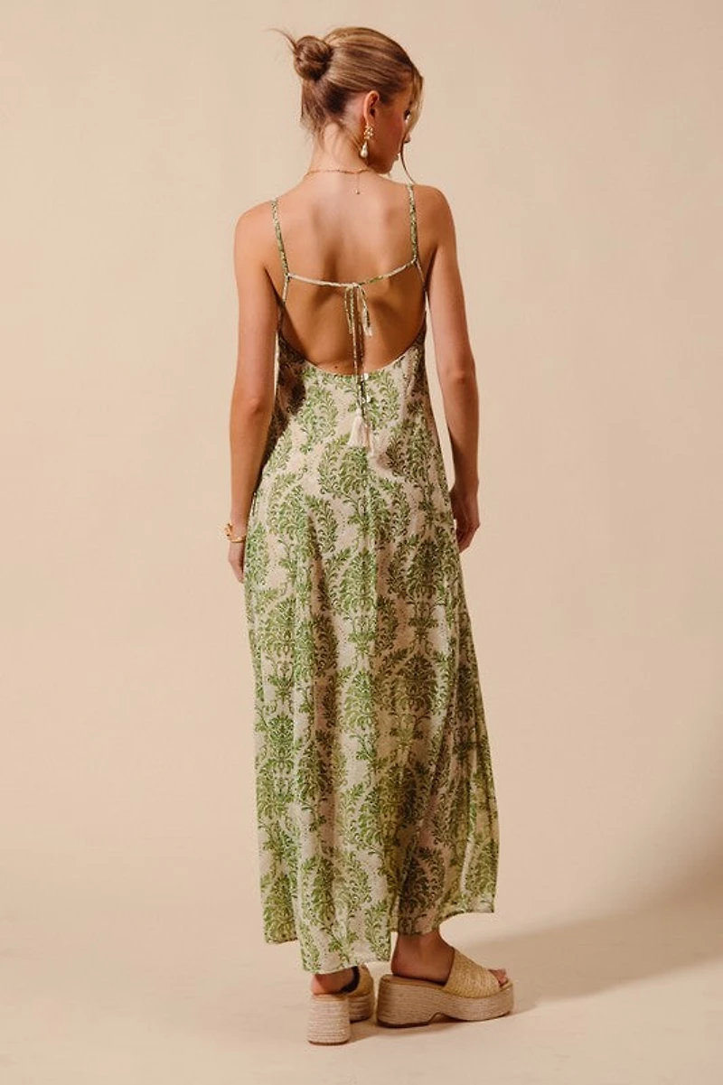 Sage Green Floral Maxi Dress