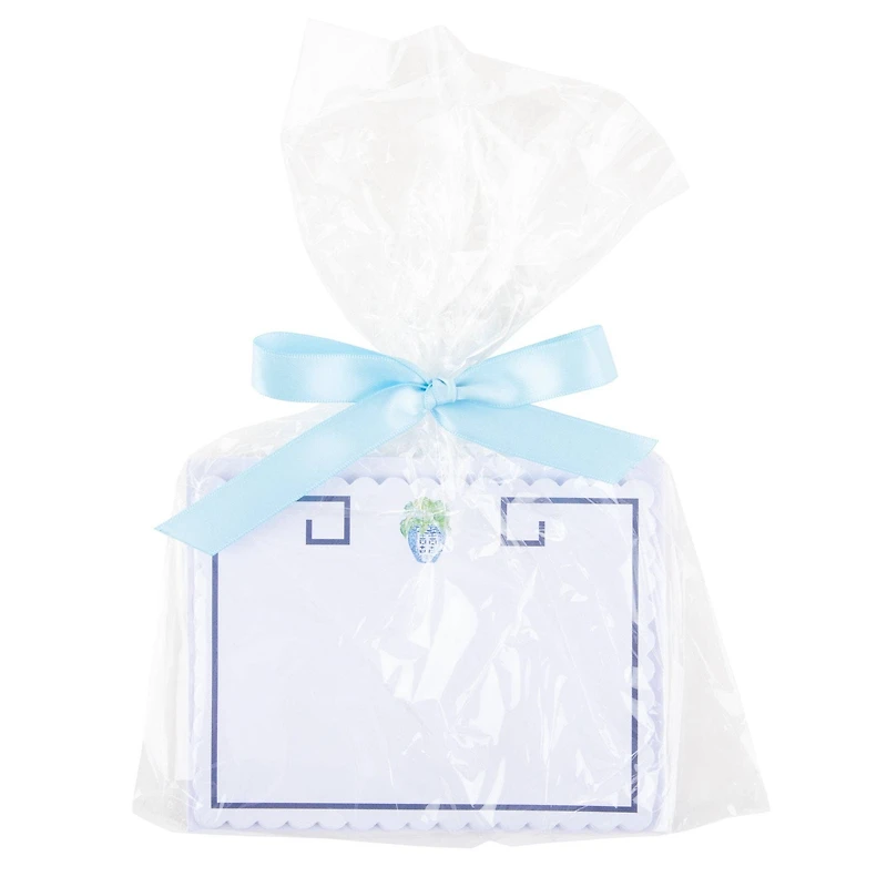 Turquoise Leaf Scallop Note Cards