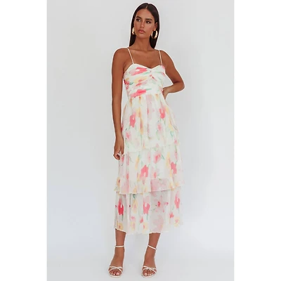 Multicolor Floral Tiered Maxi Dress