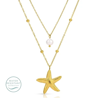 Layered Starfish Necklace, Water-Resistant