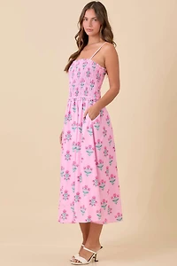 Midi Pink Floral Dress