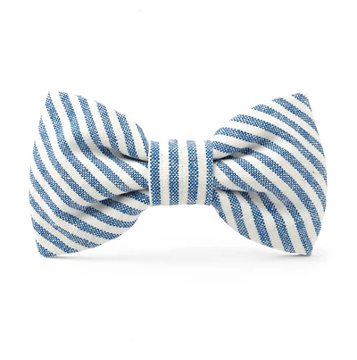 Lake Blue Stripe Summer Dog Bow Tie