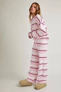 Pink & Cream Stripe Sweater Pants Set