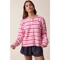 Pink Multi-Striped Sweater Cardigan