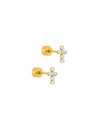 Screwback Stud Earrings Clara Cross Pearl