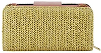 Straw Turn Lock Crossbody Wallet