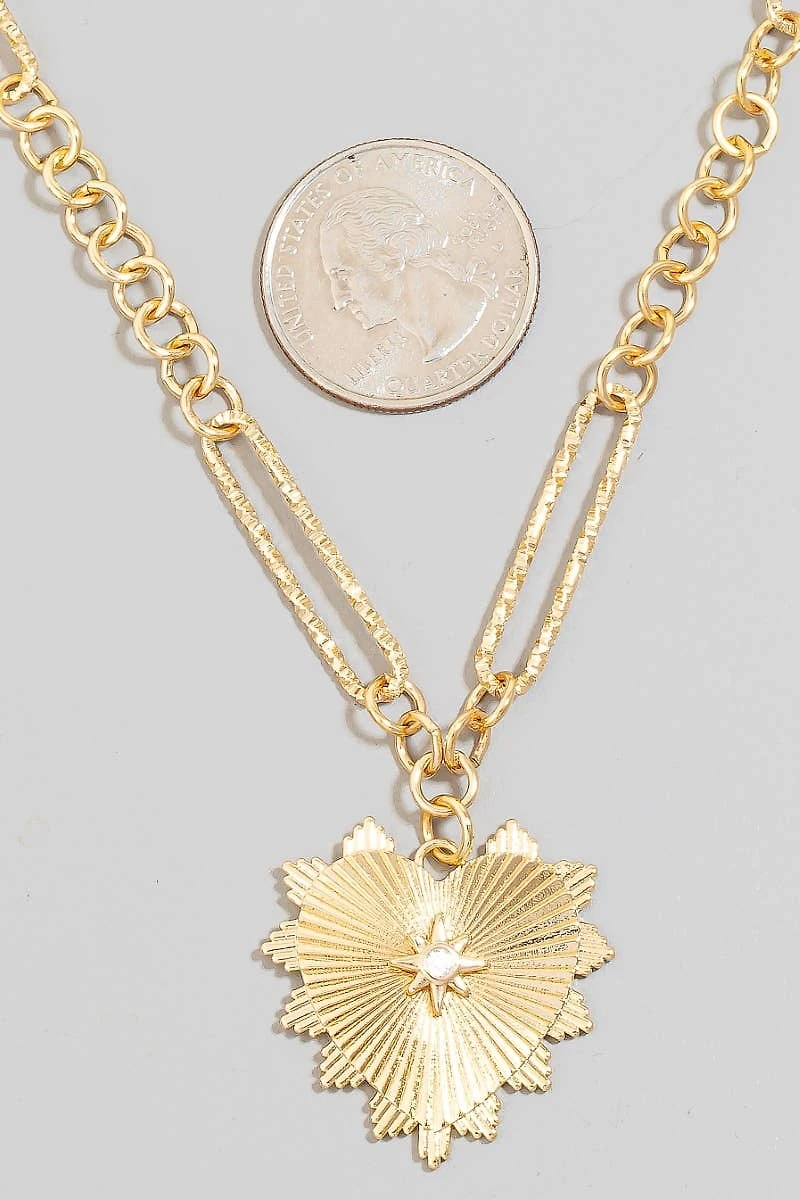 Intricate Bursting Heart Pendant Necklace