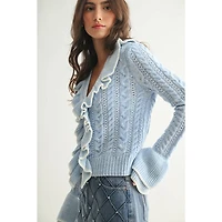 Blue Ruffled Cardigan