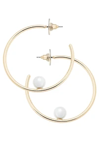 Jackie Pearl Hoop Earrings in Shiny Gold