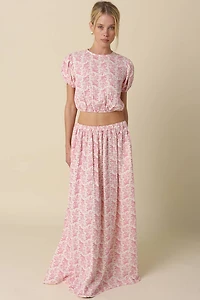 Pink Floral Maxi Skirt