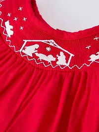 Red Nativity Baby Romper