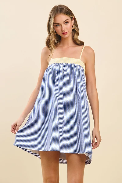 Contrast Striped Relaxed Babydoll Dress