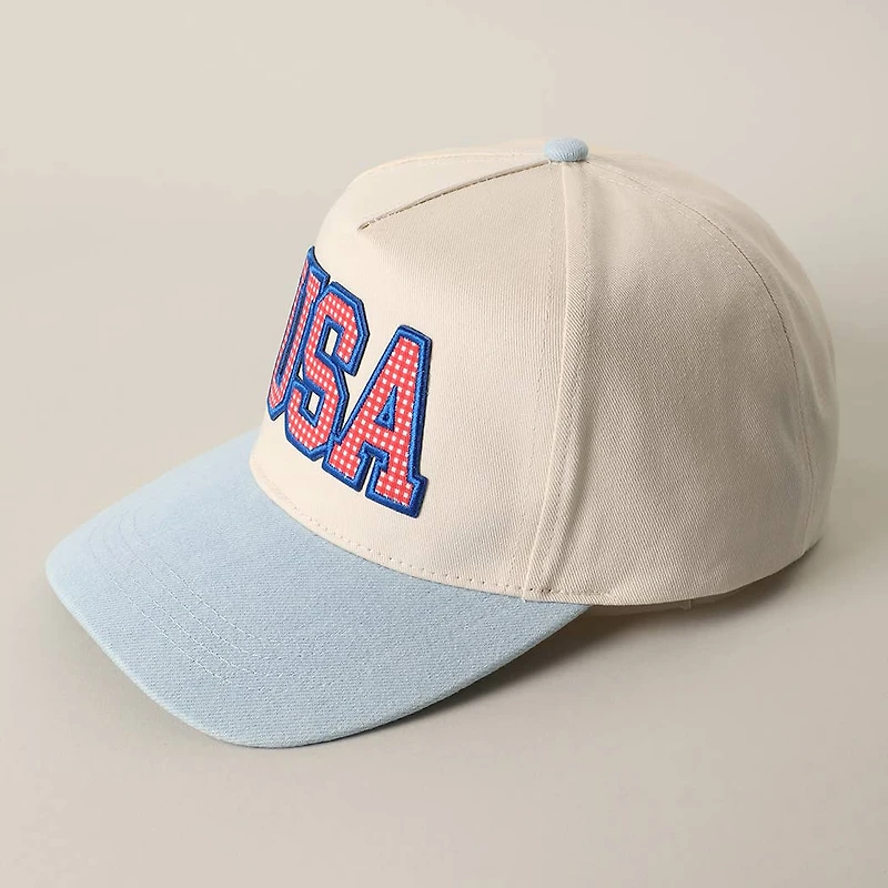 USA Flag Patch Denim Two-Tone Trucker Hat