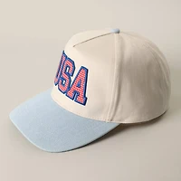 USA Flag Patch Denim Two-Tone Trucker Hat