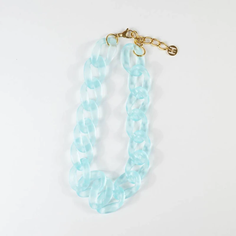 Blue Frost Acrylic Chain Link Necklace