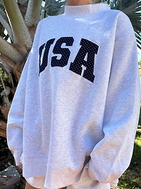 Gray Navy Blue Polka Dot USA Mockneck
