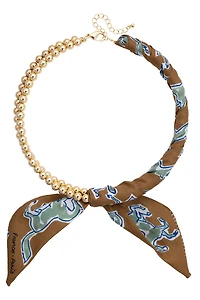 Winnie Ball Bead Scarf Necklace in Brown