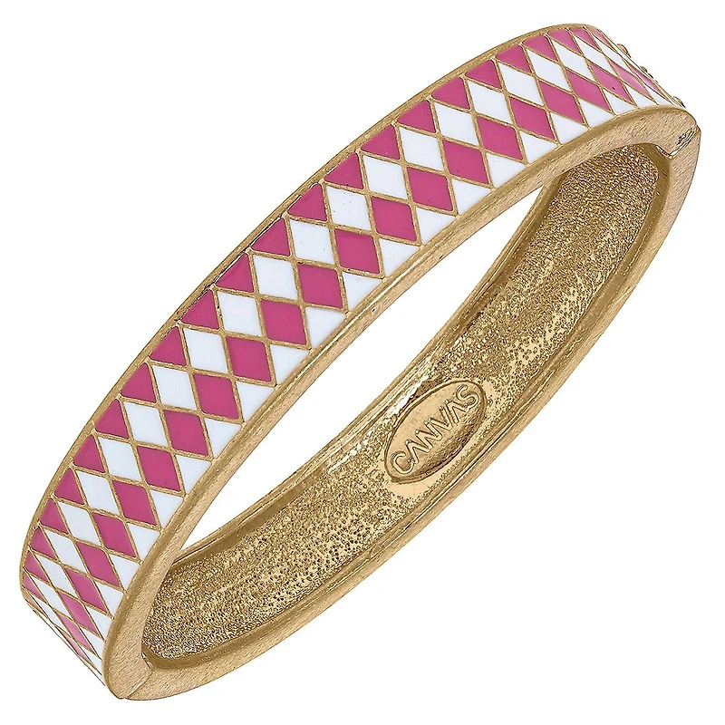 Timberlake Enamel Hinge Bangle in Pink & White