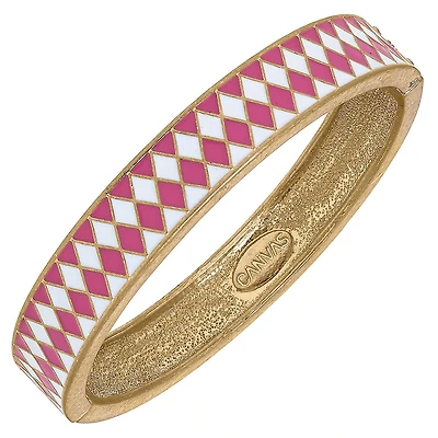 Timberlake Enamel Hinge Bangle in Pink & White