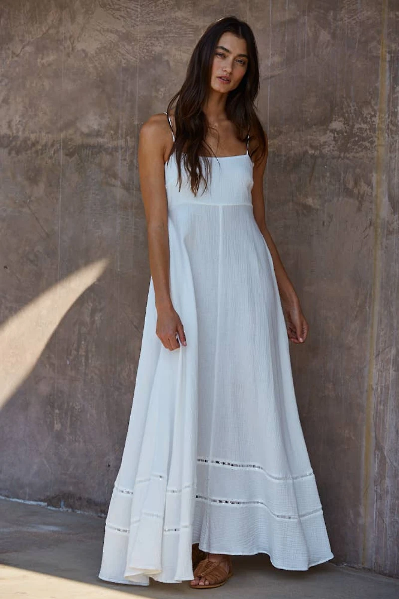 White Smocked Maxi Dress