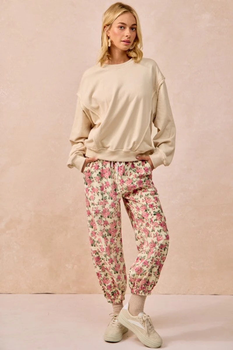 Floral Printed Twill Pants