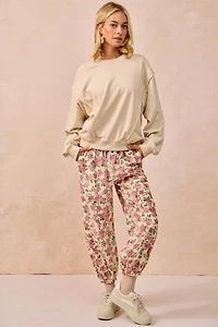 Floral Printed Twill Pants