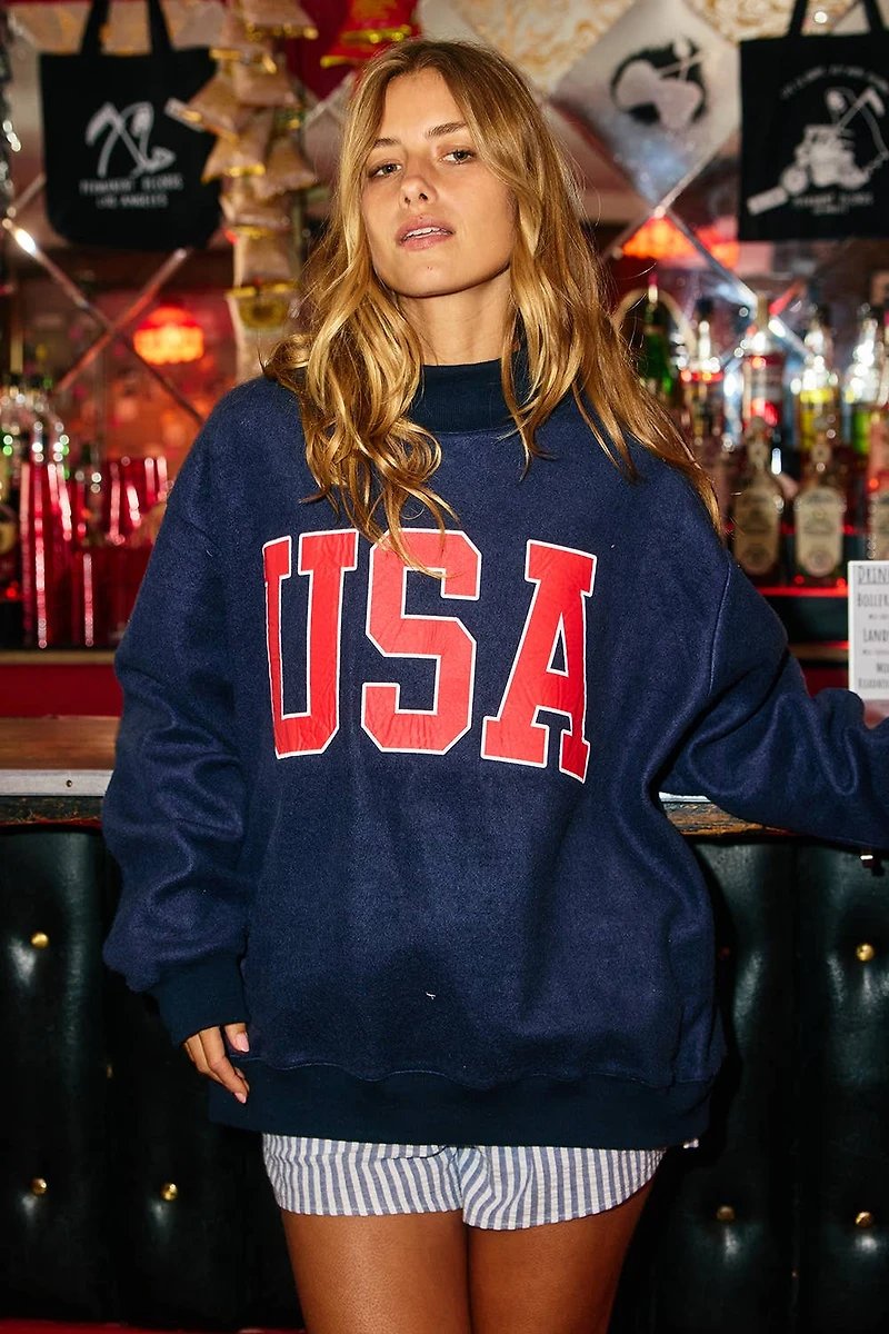 Navy USA & Flag Reversible Mockneck
