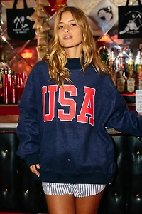 Navy USA & Flag Reversible Mockneck