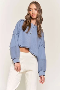 Blue Henley Long Sleeve Top
