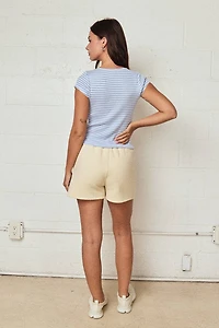 Striped Ribbed Button Front Top