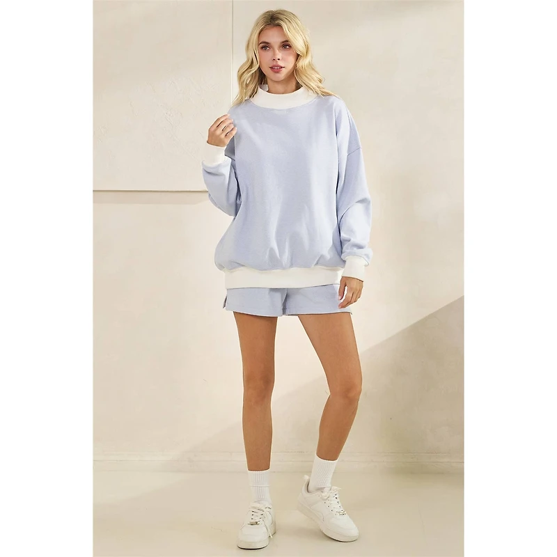 Blue Striped Mockneck