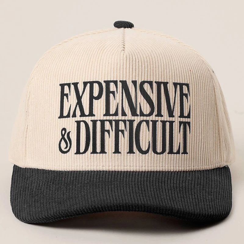 Black Expensive & Difficult Corduroy Hat
