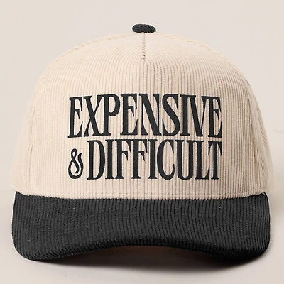 Black Expensive & Difficult Corduroy Hat