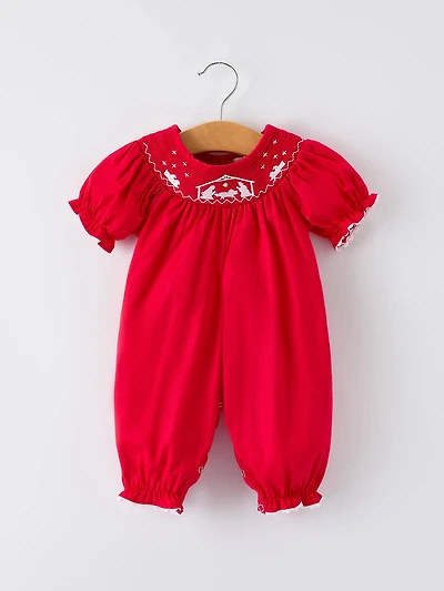 Red Nativity Baby Romper