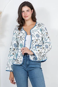 White Floral Quilted Jacket