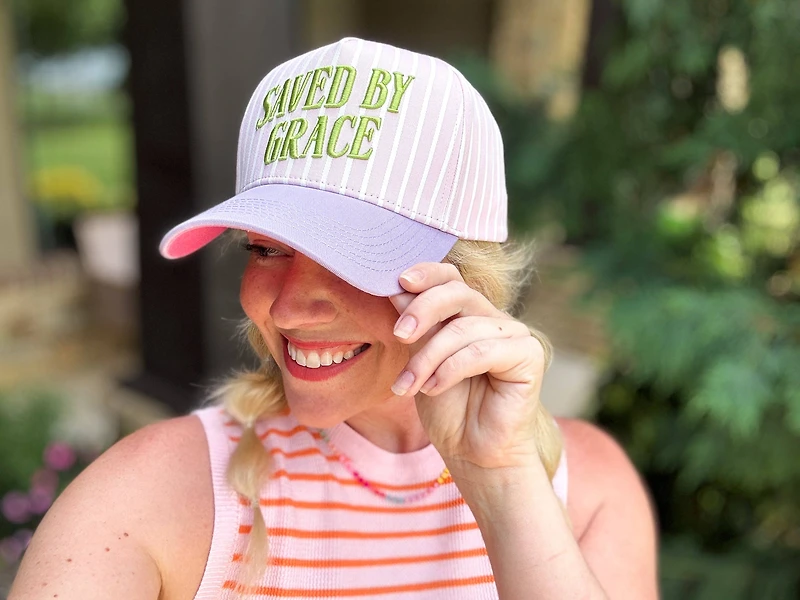 Embroidered "Saved by Grace" Hat