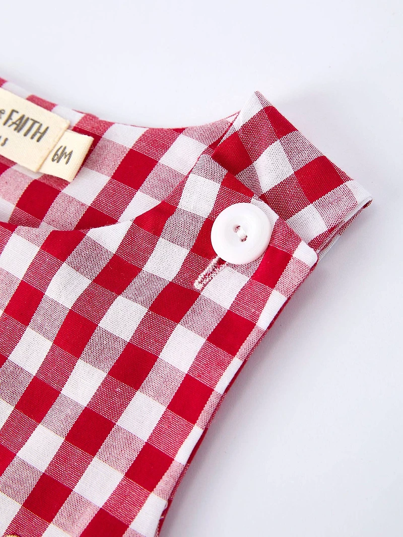 Valentine Red Plaid Boys Romper