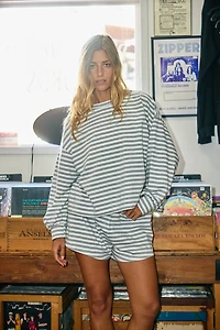 Gray Oversized Striped T-shirt