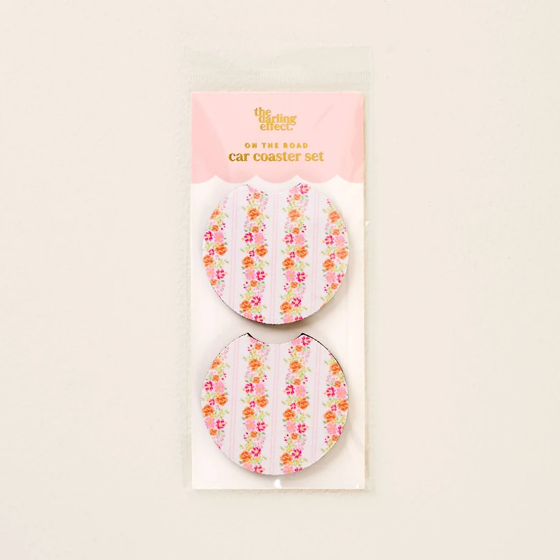 On the Road Car Coaster Set-Petal Parade Pink