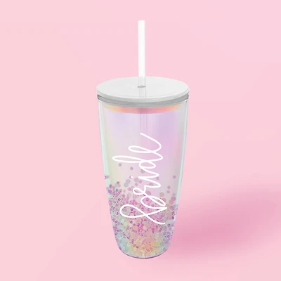 Straw Tumbler Iridescent Bride