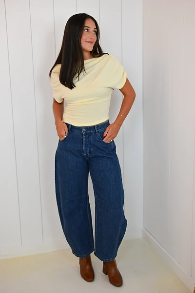 Cream Ruched Shoulder Top