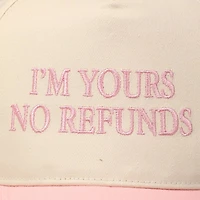 Pink I'M YOURS NO REFUNDS Embroidery Two-Tone Hat