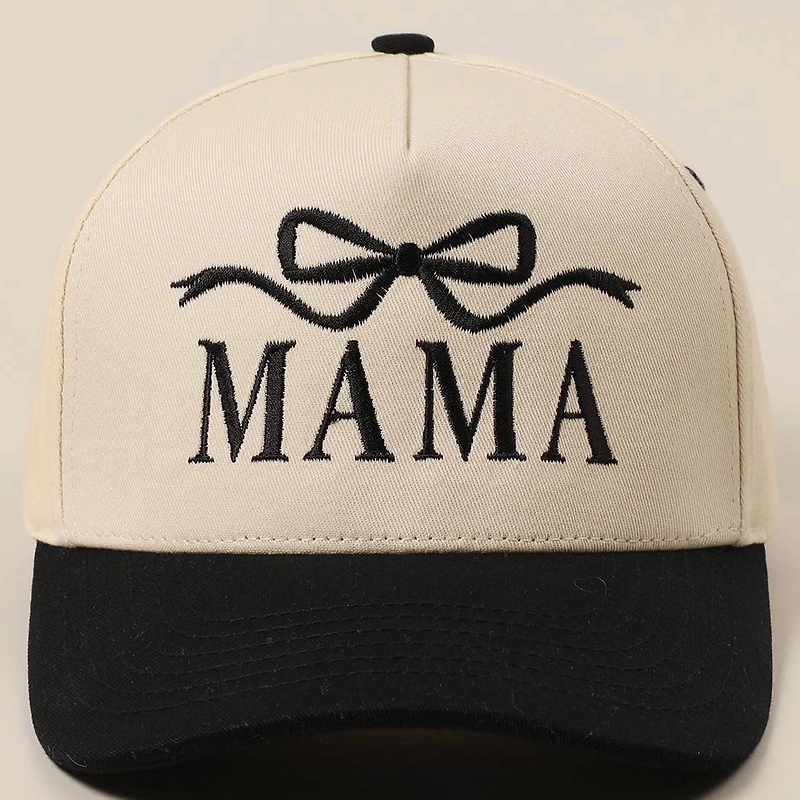MAMA Bow Embroidered Trucker Hat/ Black