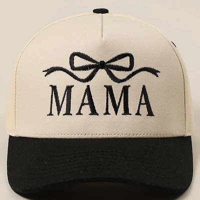 MAMA Bow Embroidered Trucker Hat/ Black
