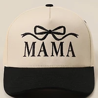 MAMA Bow Embroidered Trucker Hat/ Black