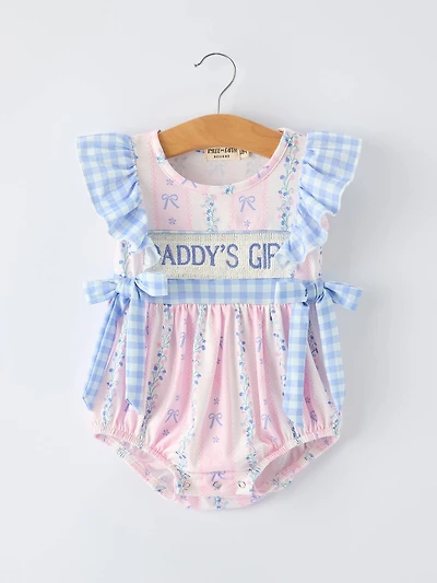 “DADDY'S GIRL” Smocked Plaid Baby Girls Romper