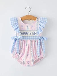 “DADDY'S GIRL” Smocked Plaid Baby Girls Romper