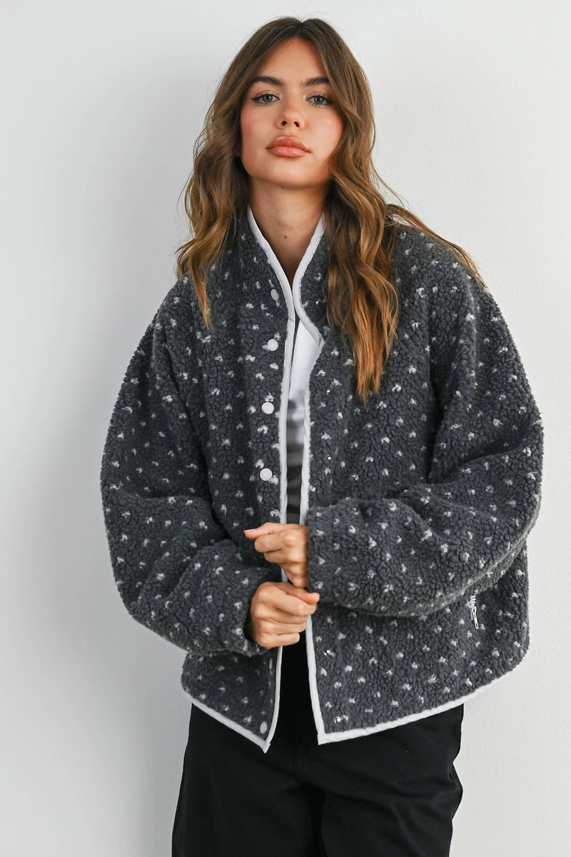 Olive Fleece Puffer Jacket