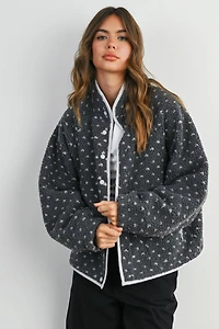 Olive Fleece Puffer Jacket